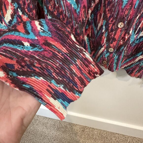 Sundance Cardigan Women’s XXL Pink Button Front Cotton Sweater Diamond Aztec - Picture 5 of 10